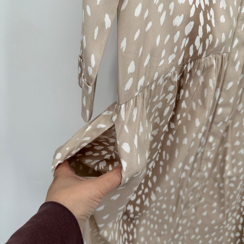 Tuckernuck Royal Shirt Dress Tan Antelope Print sz XXS Women's NWT 3/4 Sleeve - Picture 5 of 8